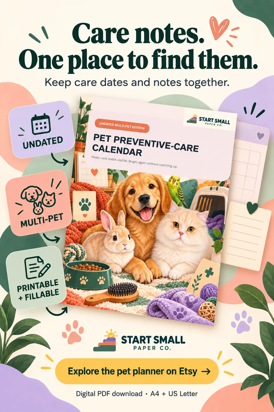 Pet care planner product artwork